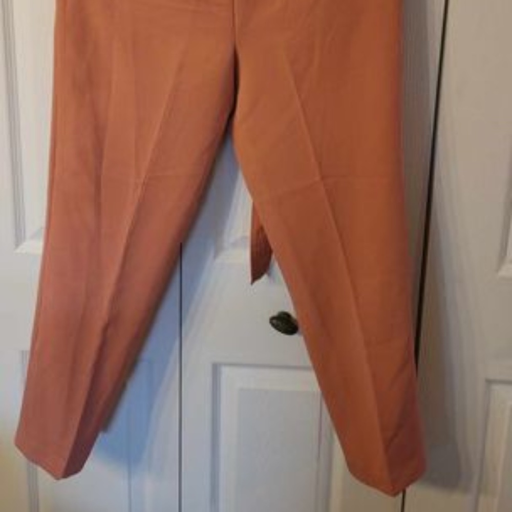 Samll pink salmon ruffled belt pant suit